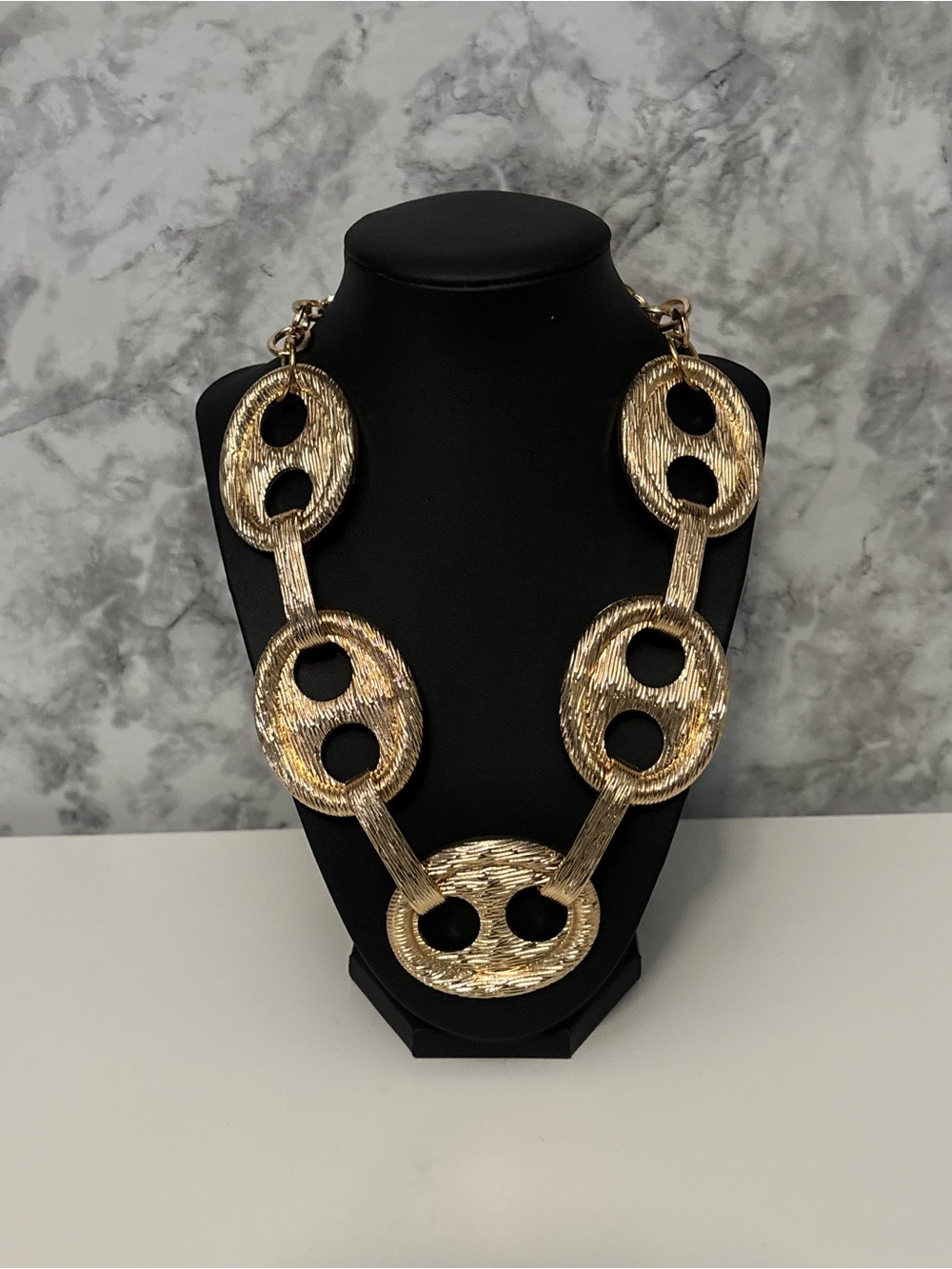 Gold Link Statement Necklace Set - Women Jewelry